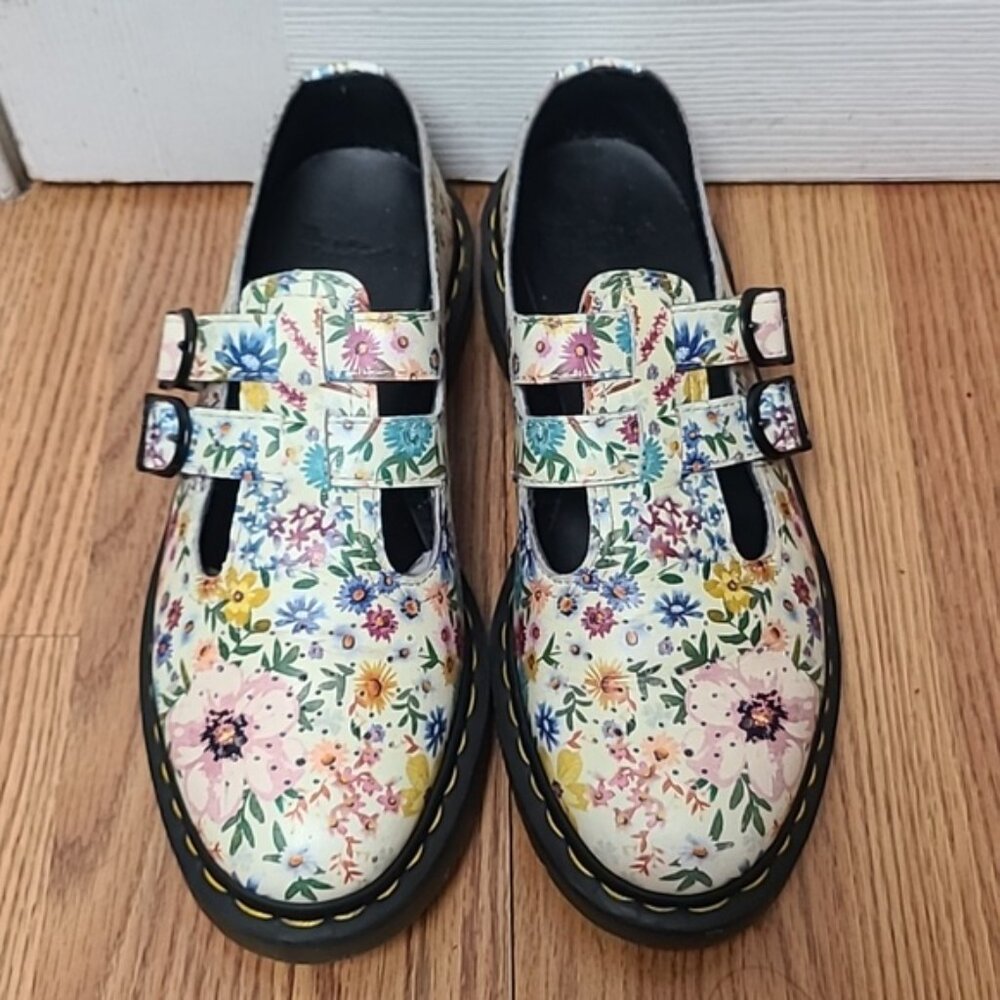 Floral Mary Jane Platform Shoes - White Multi - Picture 9 of 11